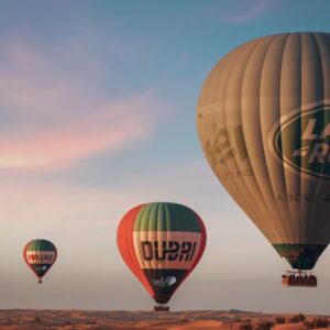 Hot air balloon in desert