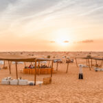 Sonara camp at sunset in the Dubai desert